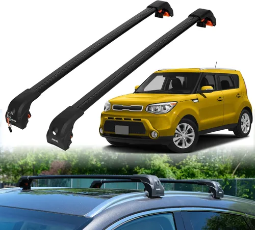 Vista 8 de ERKUL Barras transversales de techo para Kia Soul 2014-2019 Barras transversales de aluminio Aero mejoradas con bloqueo antirrobo para techo