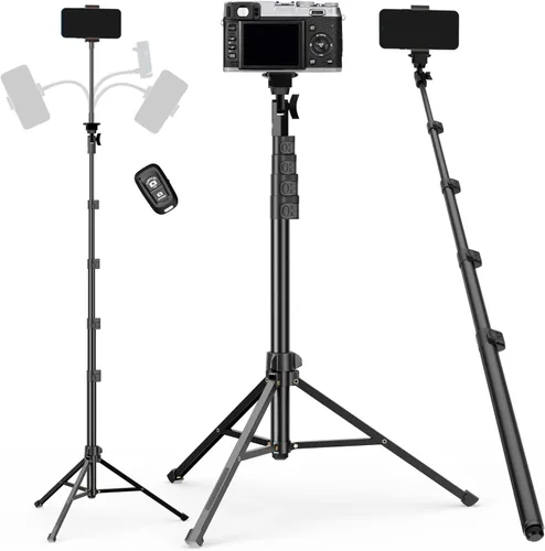 Vista 10 de EMART Soporte de trípode para teléfono celular de 62'', soporte de trípode ajustable de piso para teléfono celular con control remoto para iPhone