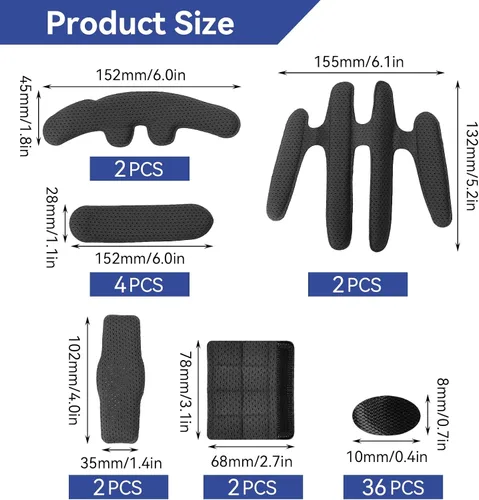 Vista 4 de Kit de acolchado para casco, juego de almohadillas de espuma universales para bicicleta, almohadillas de espuma de repuesto para bicicleta