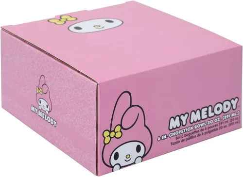 Vista 7 de Bioworld My Melody Character Face - Tazón de ramen con palillos (20 onzas), Rosado