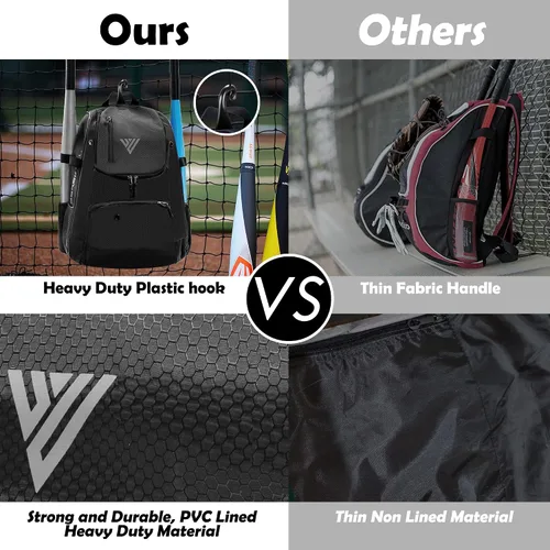 Vista 6 de DAREKUKU Mochila de béisbol juvenil, bolsa de sóftbol para niños y niñas, equipo y equipo transpirable de T-Ball y béisbol