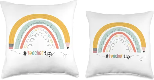 Vista 3 de Carson Dellosa Education We Belong Teacher Life - Almohada bohemia de arco iris, 16 x 16 pulgadas, multicolor