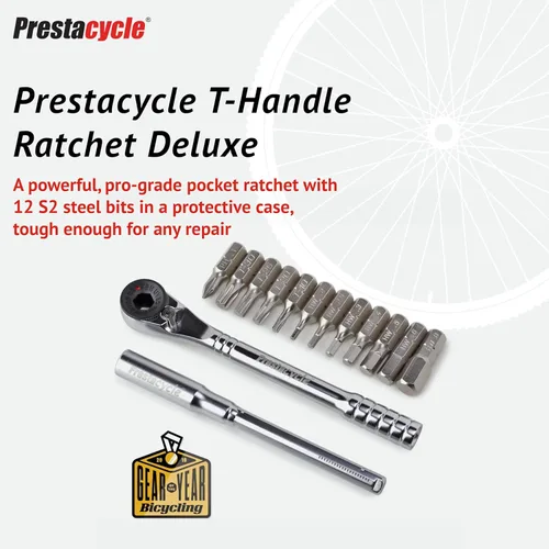 Vista 2 de Juego de herramientas con mango en T de Prestacycle Pro, trinquete de mango en T resistente de 60 Nm con juego de 12 piezas de hexágono de 1/4
