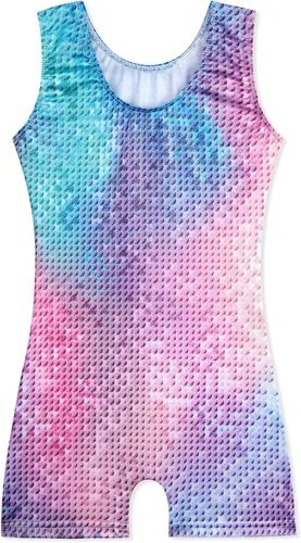 Vista 65 de HOZIY Leotardos de gimnasia para niñas, trajes de ciclismo con patrón adorable brillante