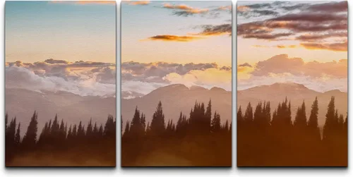 Vista 87 de wall26 Lienzo enmarcado para pared, juego de arte rojo, verde y amarillo, bosque de montaña otoñal, naturaleza, desierto, fotografía, realismo