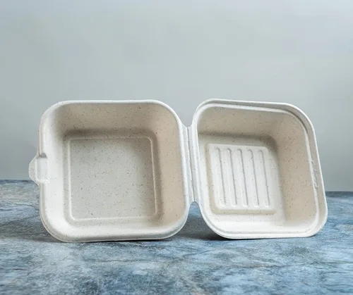 Vista 3 de Green Wave Ovation OV-B066 - Contenedor de alimentos de 1 compartimiento de 6 x 6 x 3 pulgadas, 1 compartimento, bagazo de aspecto de mármol