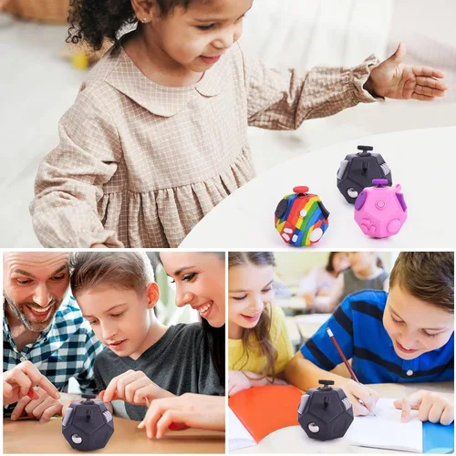 Vista 7 de UOOEFUN Mini Cubo de Juguetes Fidget, Cubo de Juguetes de 12 Lados para Aliviar el Estrés, Ansiedad, Depresión, Autismo para Niños y Adultos, Mejora