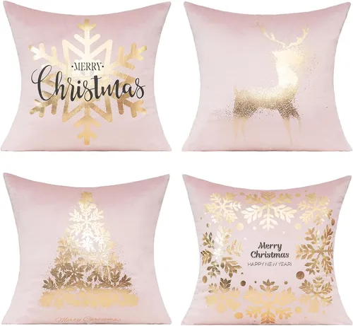 Vista 10 de All Smiles Fundas de Almohadas Decorativas Negras de Navidad Doradas Fundas de Navidad Decoraciones 12X20 Juego de 2 Decoración Interior Hogar