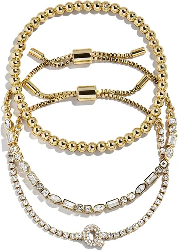 Vista 46 de BaubleBar Juego de pulsera Pisa para mujer, tres pulseras de cuentas chapadas en oro, joyería de moda, regalo de moda