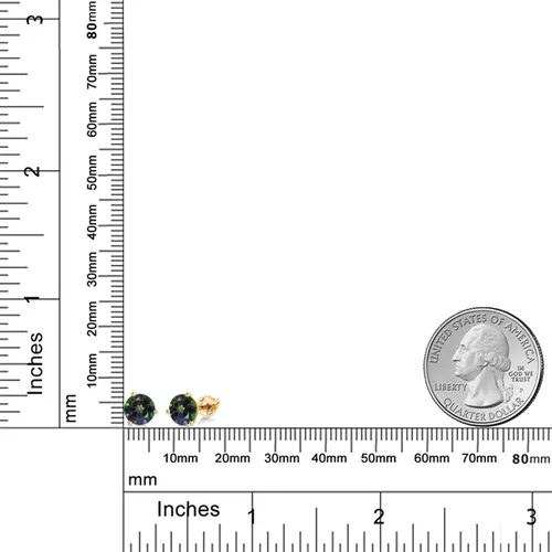 Vista 155 de Gem Stone King Aretes de Martini de oro amarillo de 14 quilates Aretes de tuerca de 3 puntas para mujeres y hombres Redondos de 0.236 pulgadas
