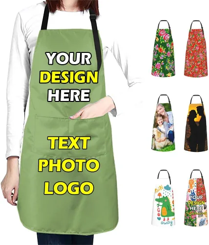 Vista 37 de Delantales impermeables personalizados para diseñar tu propia imagen, logotipo, texto, añadir fotos, delantal para cocinar hornear, 33 x 27.5
