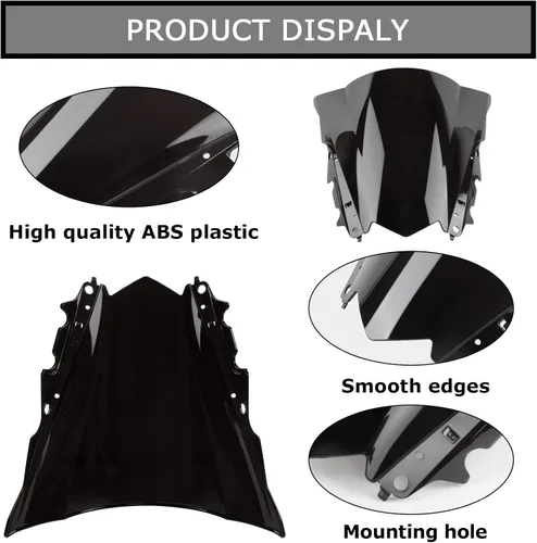 Vista 4 de PSLER Parabrisas Parabrisas Doble Burbuja para YZF R3 R25 2014-2018 2014 2015 2016 2017 2018 (Negro)