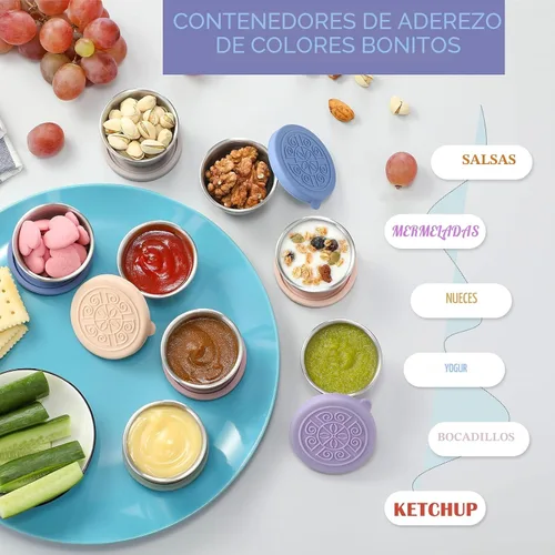 Vista 3 de VITEVER [Paquete de 6] Recipientes para Aderezo de Ensalada Para Llevar, 1.6 oz Recipientes Pequeños de Condimentos con Tapas, Tazas de Salsa