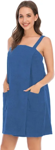 Vista 87 de Veseacky Toalla de baño para mujer con bolsillo, bata de spa ajustable y diadema facial