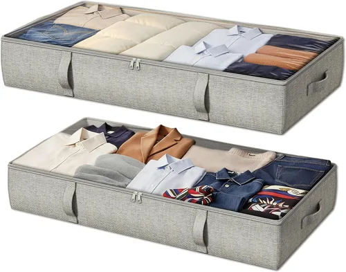 Vista 8 de TidyCorner 2-Pack Under Bed Storage Containers, 4.5 Inches Tall Low Profile Underbed Clothes Storage Organizer Bin with Sturdy Sidewalls/Bottom