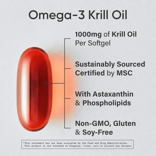 Vista 2 de Sports Research® Aceite de Krill Omega-3 de 1000 mg (doble fuerza) – Superba Krill antártico puro con colina, fosfolípidos y astaxantina