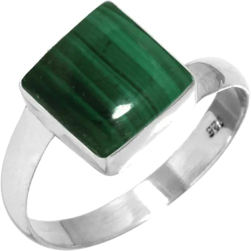 Vista 25 de Boho - Anillo de plata de ley 925 hecha a mano con piedras preciosas naturales, lapislázuli, granate, turquesa y cuadrado Ámbar
