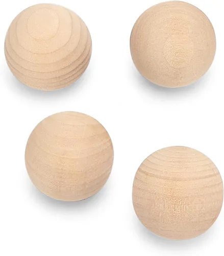Vista 4 de MOUYAT 4 bolas redondas de madera grandes de 3 pulgadas, bolas de madera maciza sin terminar de 3.0 in, bolas de madera maciza para manualidades