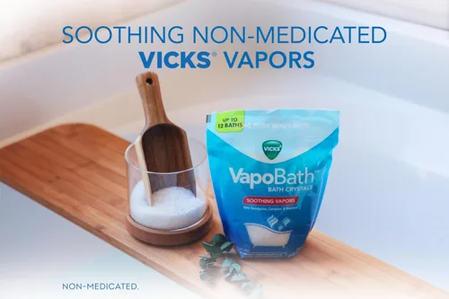 Vista 4 de Vicks VapoBath, sales de baño, bomba de baño, cristales de baño no medicados, vaporizadores Vicks reconfortantes, baño de vapor, aromaterapia