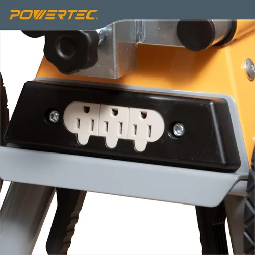Vista 3 de POWERTEC Soporte portátil para sierra ingletadora con soportes de montaje de liberación rápida, capacidad de carga de 330 libras, ruedas de 8