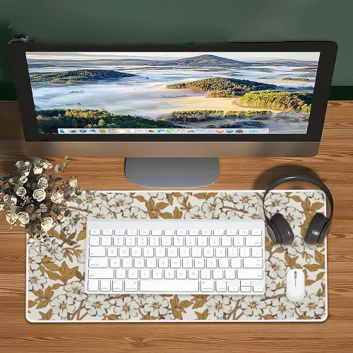 Vista 6 de Classic Gold Floral Mouse Pad Large Gaming Mousepad with Non- Slip Rubber Base Smooth Face Table Pad Computer Mat Office Desk Supplies for School