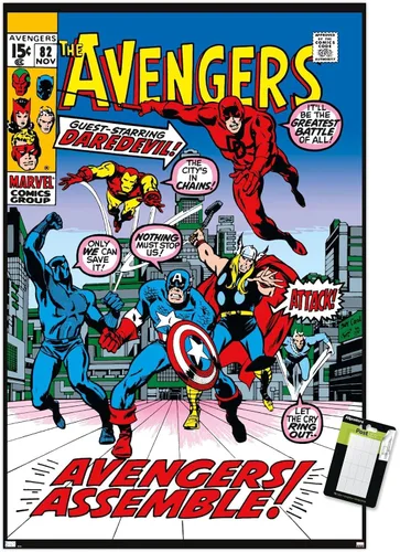 Vista 10 de Trends International Marvel Comics - Póster de pared de Avengers #82, 22.4 pulgadas de largo x 14.7 pulgadas, versión enmarcada en madera de granero