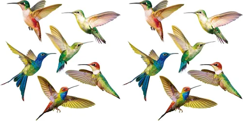 Vista 7 de Blulu 6 piezas de calcomanías de ventana de colibrí de gran tamaño, calcomanías anticolisión para evitar golpes de pájaros en el vidrio