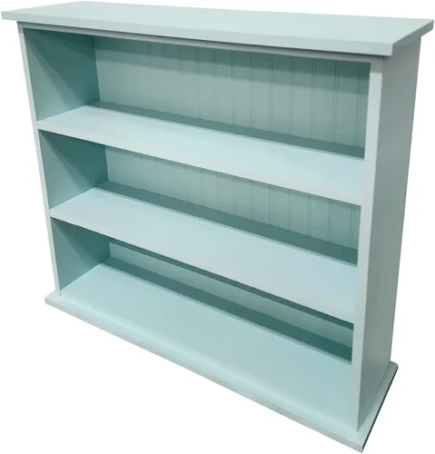 Vista 7 de Sawdust City Estantería de madera maciza (salvia maciza) 36" W x 10" D x 32" H, Three Openings, Ships in 3 Pieces, Assembly Required Verde sólido