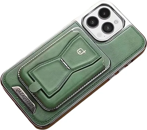 Vista 11 de Funda magnética de cuero para teléfono con tarjetero desmontable, elegante y funcional funda magnética tipo cartera para iPhone (iPhone 12, negro)