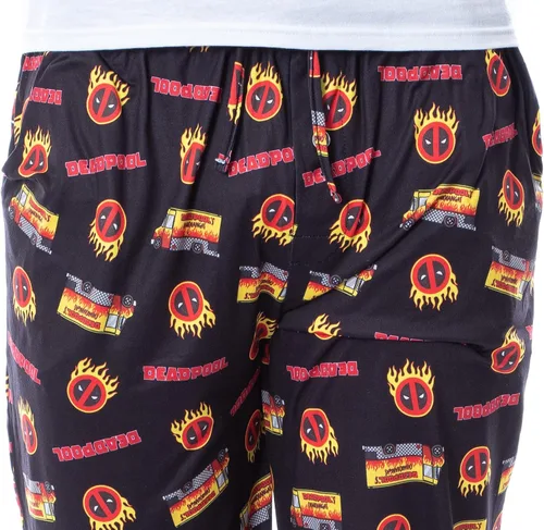 Vista 3 de Marvel Mens' Deadpool Chimichangas Food Truck Icon Sleep Pajama Pants