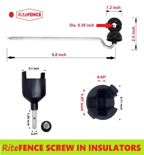 Vista 2 de Cercado eléctrico compensado de larga distancia cuello de ganso anillo aislante w/8.8 pulgadas soporte PK25
