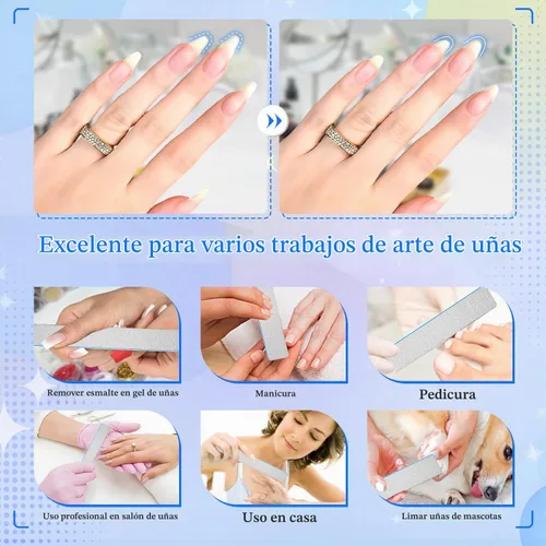 Vista 6 de Lima de uñas de grano 60/60 para uñas acrílicas, limas de uñas súper ásperas, tableros de esmeril para uñas artificiales, uñas postizas, lima