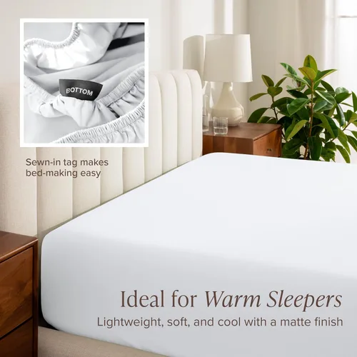 Vista 6 de Bare Home Juego de sábanas y fundas de almohada de 100 % algodón orgánico para cama individual, tejido percal vigoroso, ligero y transpirable