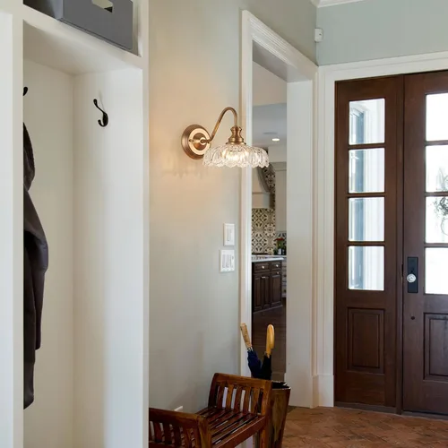 Vista 3 de HDDFL Aplique de pared vintage en latón mate para mesita de noche, lámpara de pared para dormitorio, accesorios de iluminación en puerta para sala