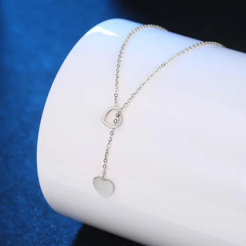Vista 4 de Dcfywl731 Lariat - Collar de corazón para mujer, collar con dije de corazón, en forma de Y, delicado collar largo de oro, collar con colgante