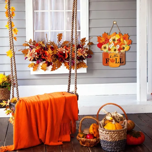 Vista 7 de Newcotte Decoración de otoño para puerta delantera, letrero de Acción