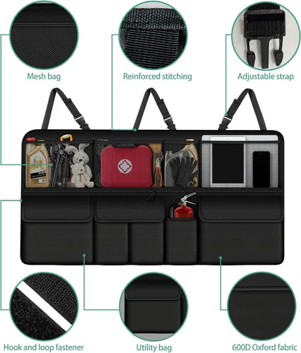 Vista 2 de Organizador colgante para maletero de automóvil, apto para Toyota RAV4, plegable, de gran capacidad, 41.3 x 20 pulgadas, organizador de maletero