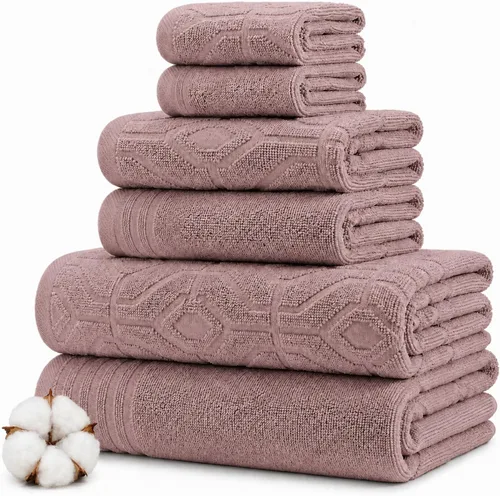 Vista 19 de Modern Threads Juego de toallas de baño de algodón de 6 piezas, toallas ultrasuaves de 550 GSM, juego de baño con toallas de mano y paños de baño