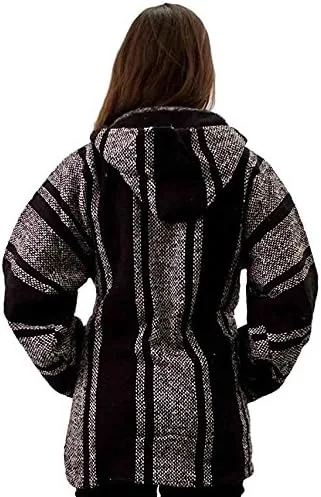 Vista 3 de Del Mex Mexican Baja - Poncho tipo sudadera con capucha diseño de surf estilo hippie