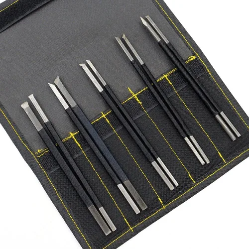 Vista 2 de Herramienta de talla de piedra 10pcs de acero de alto carbono tallando cinceles/cuchillos kits