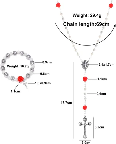 Vista 6 de Rosary Beads Catholic for Women Gemstone Rosary Beads Necklace with Crucifix Cross Crystal Pearl Rosary Rosarios Catolicos Catholic Gifts