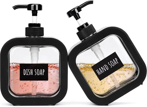 Vista 14 de Segbeauty Dispensador de jabón de manos de 16.9 onzas, dispensador de jabón líquido a prueba de fugas de 16.9 fl oz para baño, dispensadores de Negro