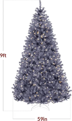Vista 161 de Best Choice Products Árbol de Navidad azul bebé preiluminado de 6 pies, decoración navideña artificial completa con 947 puntas de rama, 250 luces