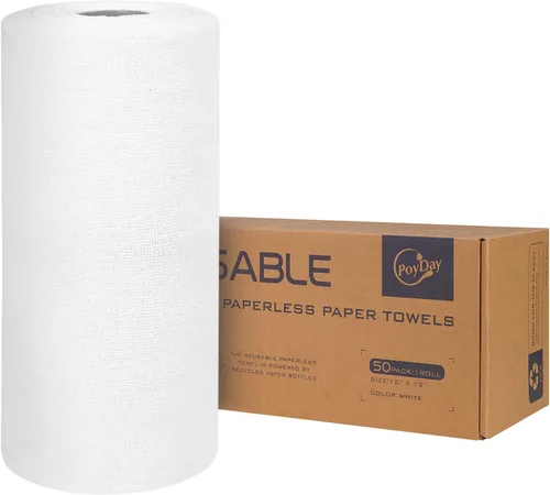 Vista 7 de Toallas de papel reutilizables lavables en rollo: paquete de 50 toallas de papel sin papel que se despegan de 12 x 12 pulgadas, toallas de tela Gris