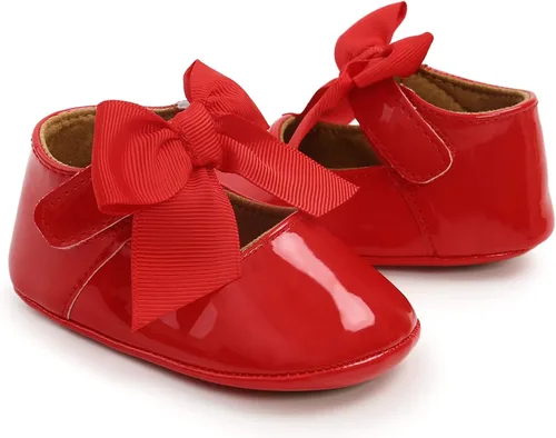 Vista 7 de WILLFUN Zapatos planos Mary Jane para bebé niña, diseño floral, vestido de princesa, zapatos de cuna antideslizantes para los primeros pasos