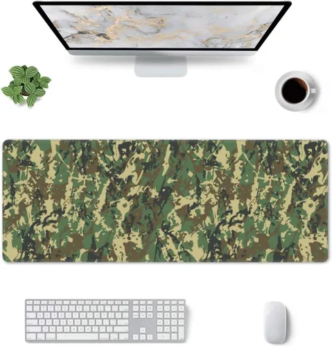 Vista 2 de Alfombrilla de mouse extragrande para juegos, camuflaje militar abstracto con costura, base antideslizante larga con teclado de camuflaje Abstracto