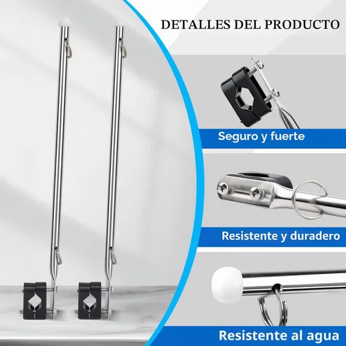 Vista 3 de Kit universal de bandera de barco con mástil de bandera de barco, poste de bandera de acero inoxidable, bandera de Estados Unidos con accesorios
