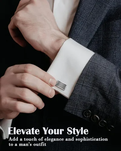 Vista 8 de Lictin Men's Cufflinks Cuff Links for Men, Stainless Steel Tuxedo Shirt Cuff Links Set