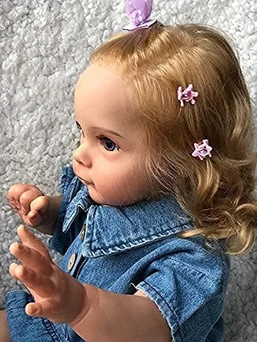 Vista 7 de Angelbaby Muñecas de bebé real Reborn de 24 pulgadas, 23.6 in, linda niña de silicona realista con cuerpo suave y acurrucable, juguetes y accesorios