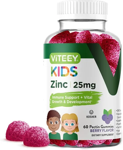 Vista 7 de Viteey - Gomitas de zinc para niños, 25 mg, sabrosas gomitas masticables con sabor a bayas Immune Support - Powerful Natural Antioxidant, Kids